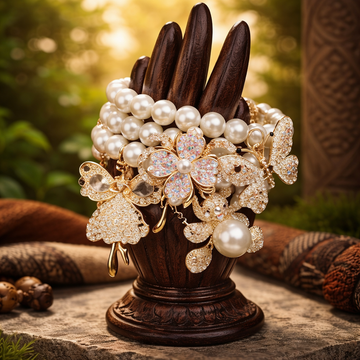 Ivory Glass and Crystal Bracelets